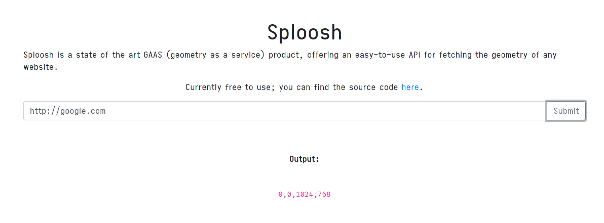 entry page to sploosh